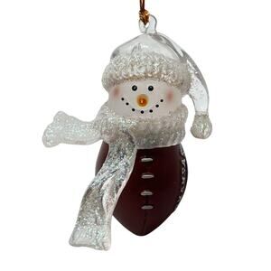 Arkansas Razorbacks Football Glass/Acrylic Snowman Sparkly Ornament